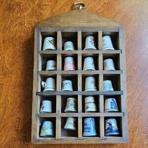 THIMBLES (20 total) + DISPLAY SHELF vintage vintage collectable antique